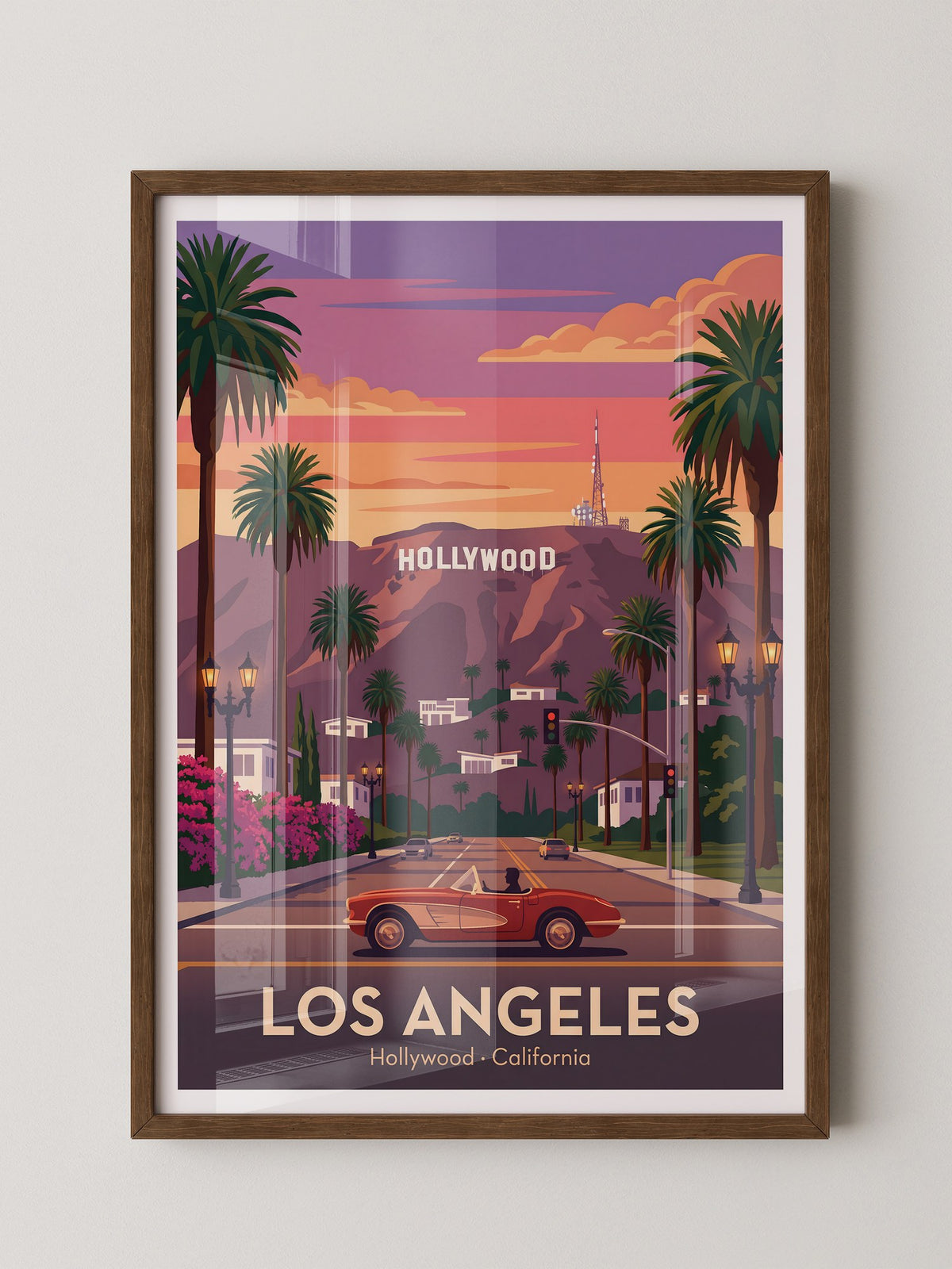 Hollywood Palmen Retro Sonnenuntergang