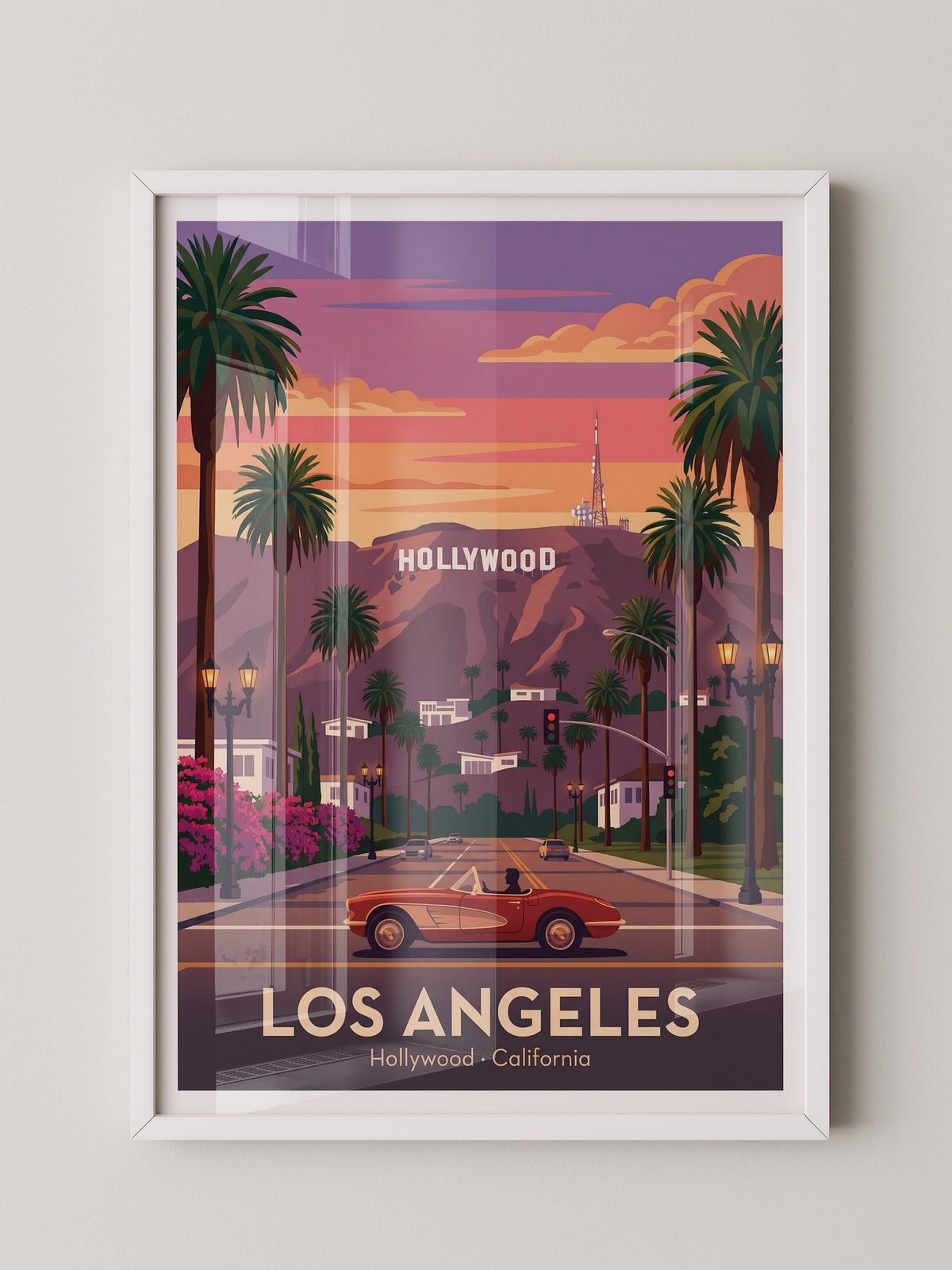 Hollywood Palmen Retro Sonnenuntergang