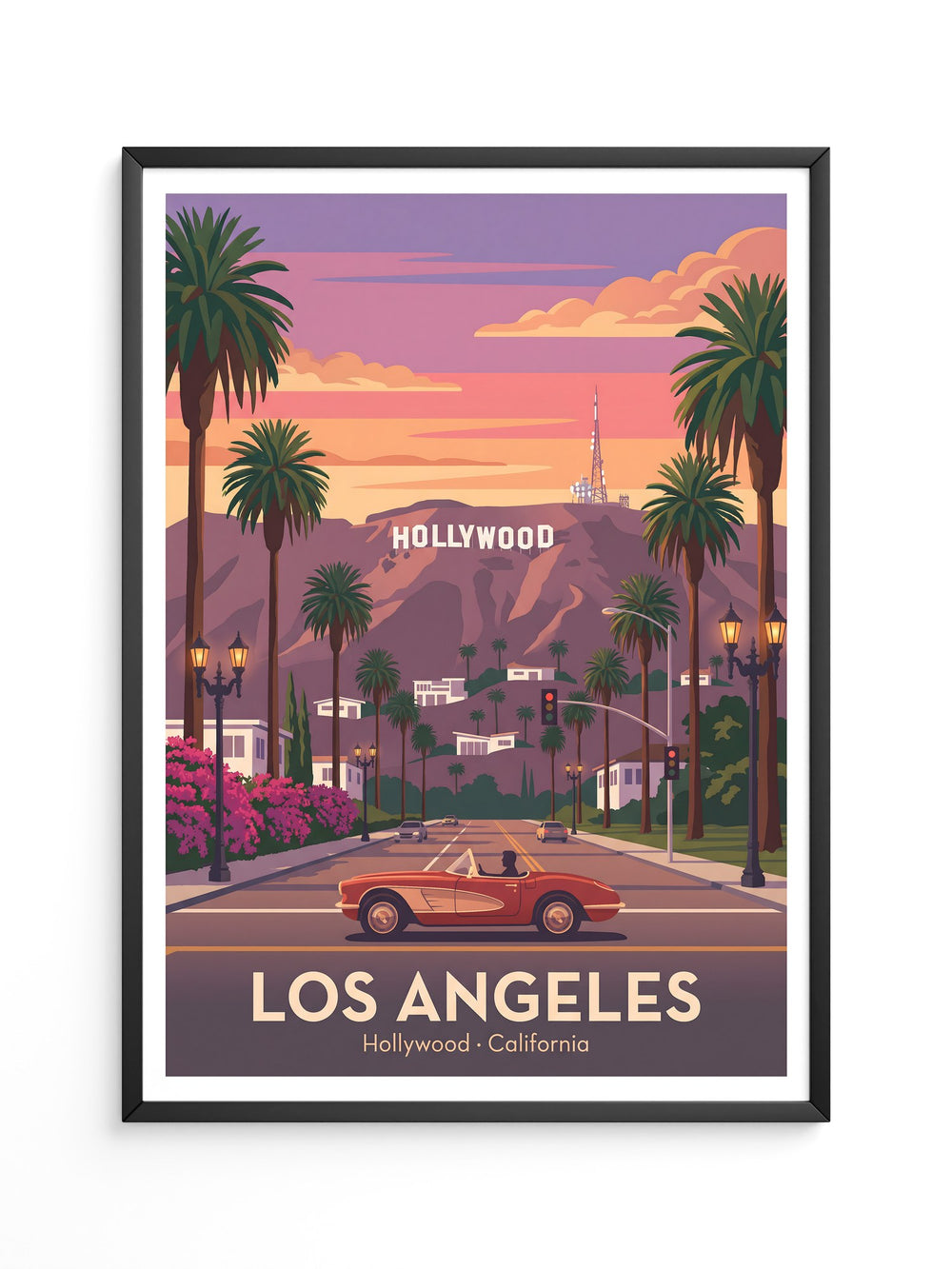 Hollywood Palmen Retro Sonnenuntergang