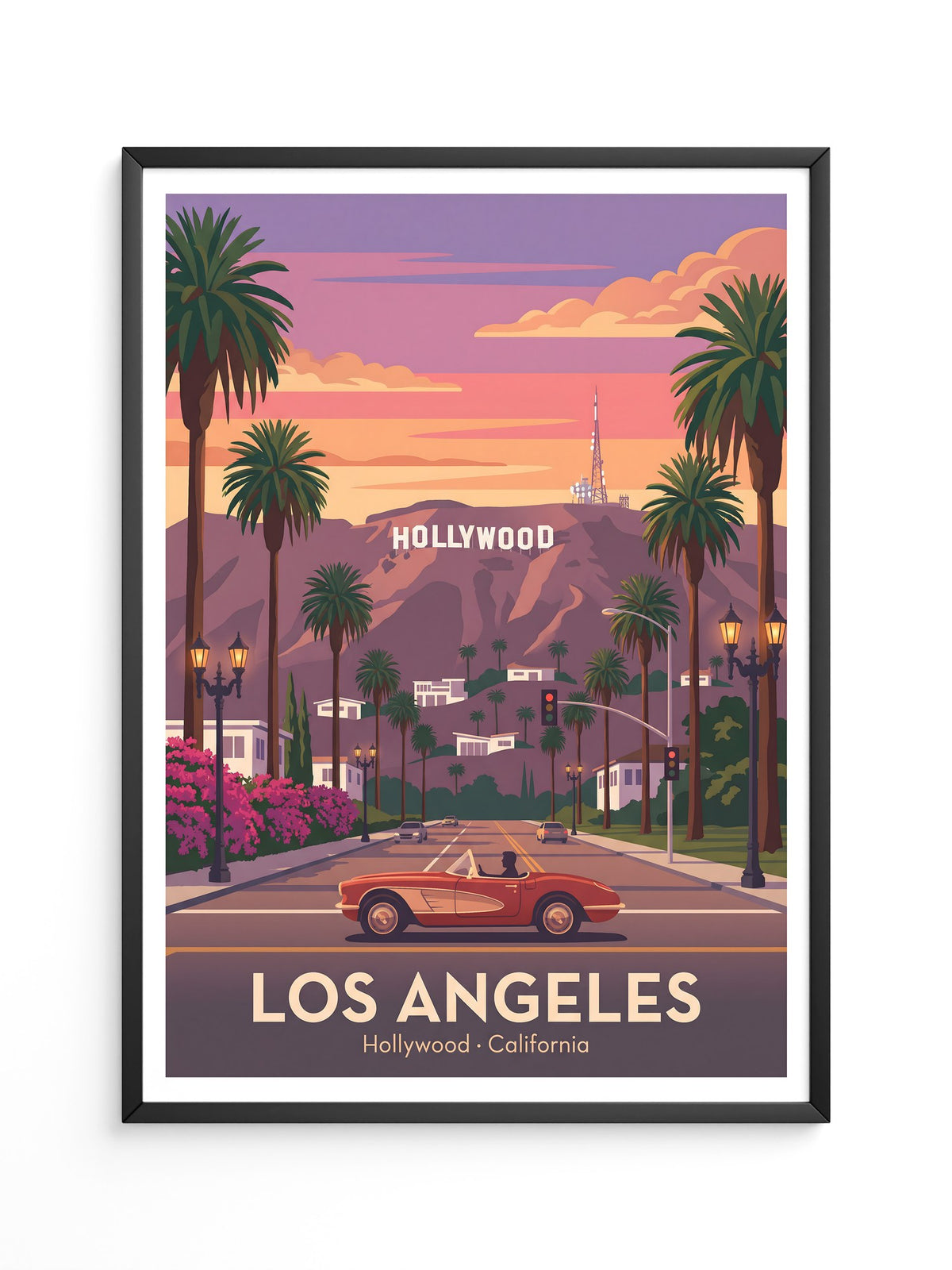 Hollywood Palmen Retro Sonnenuntergang