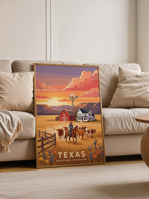 Texas Ranch Sonnenuntergang Retro-Stil