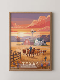 Texas Ranch Sonnenuntergang Retro-Stil