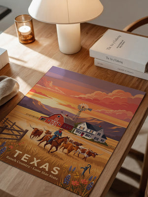 Texas Ranch Sonnenuntergang Retro-Stil