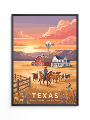 Texas Ranch Sonnenuntergang Retro-Stil