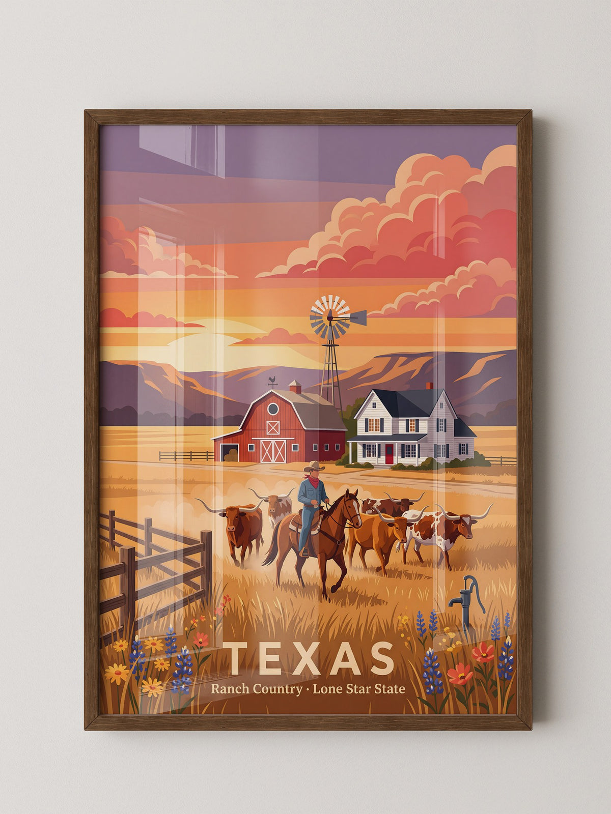 Texas Ranch Sonnenuntergang Retro-Stil
