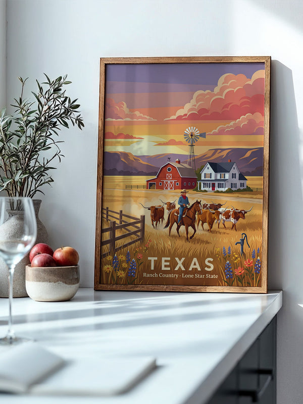 Texas Ranch Sonnenuntergang Retro-Stil