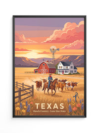 Texas Ranch Sonnenuntergang Retro-Stil