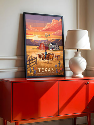 Texas Ranch Sonnenuntergang Retro-Stil
