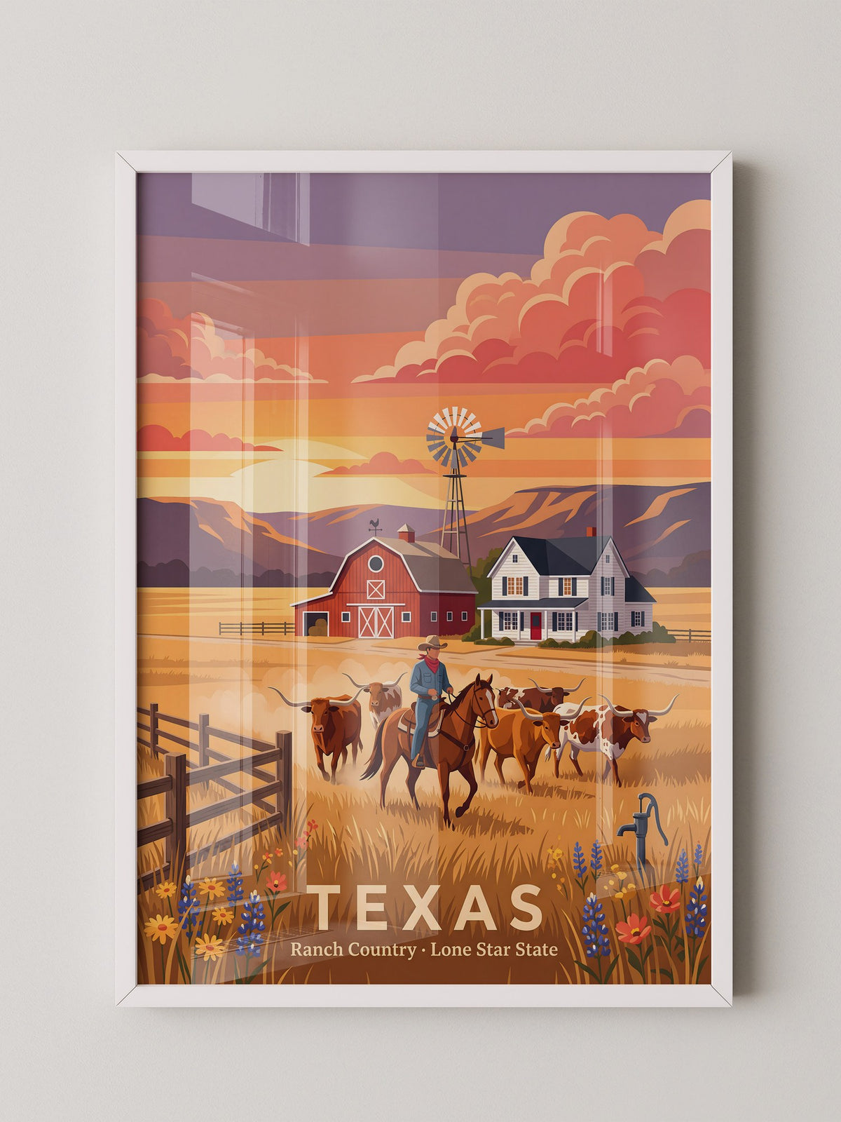 Texas Ranch Sonnenuntergang Retro-Stil
