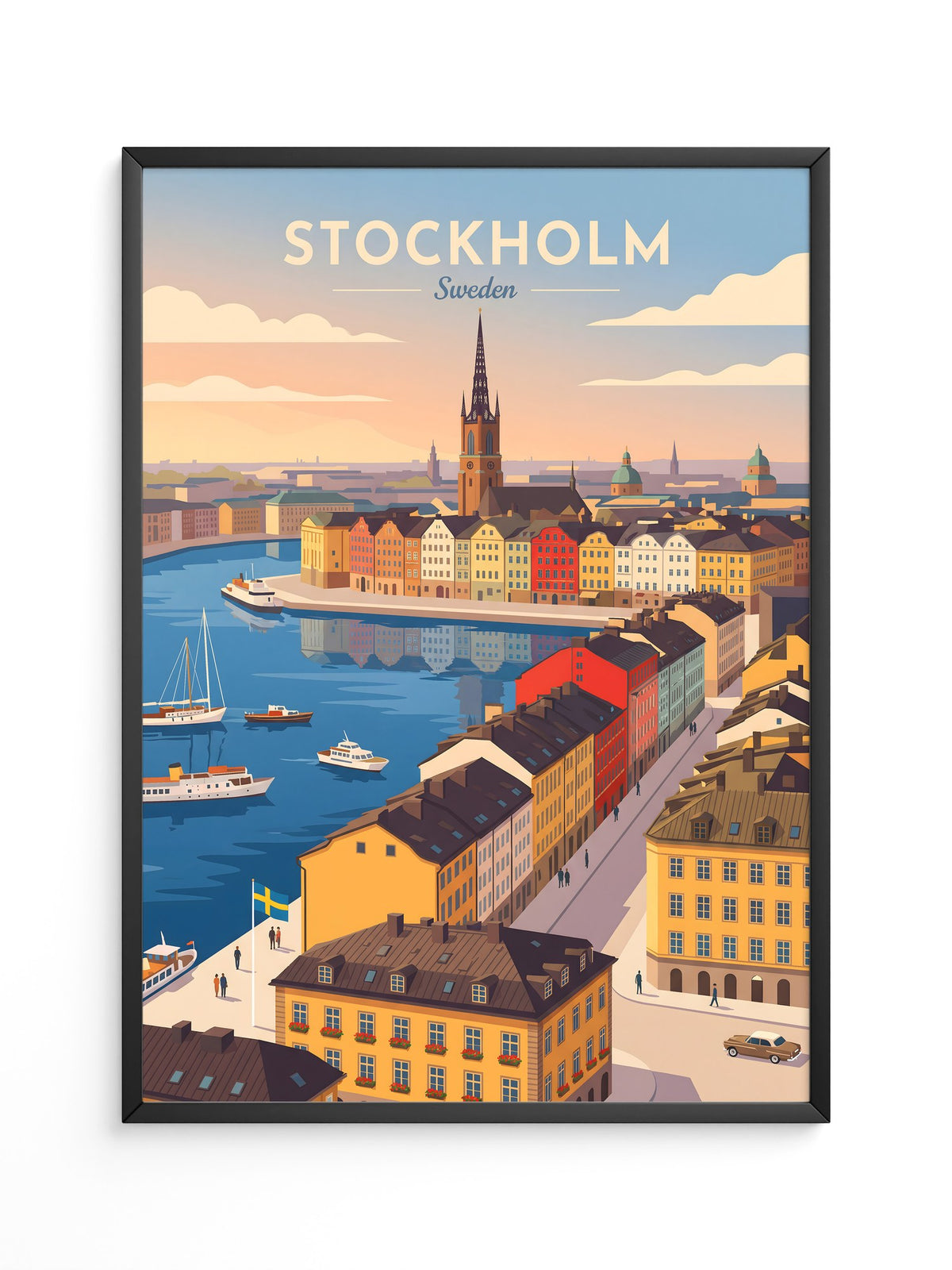 Stockholm Altstadt Skyline Vintage