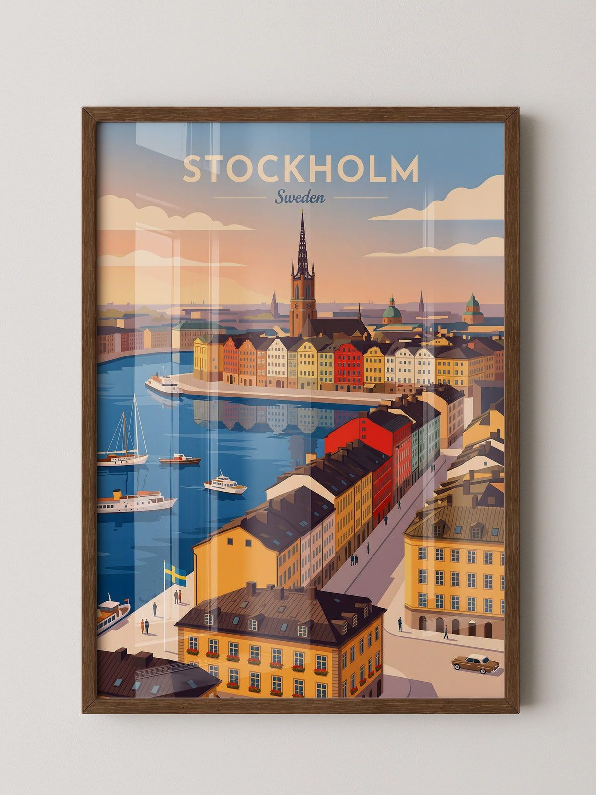 Stockholm Altstadt Skyline Vintage