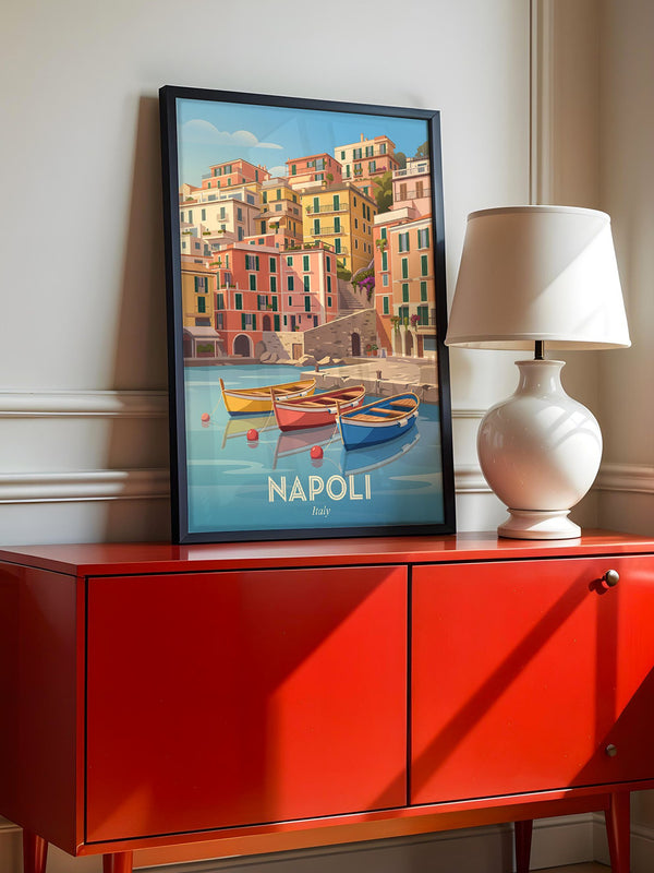 Bunte Boote Küstenidylle Napoli