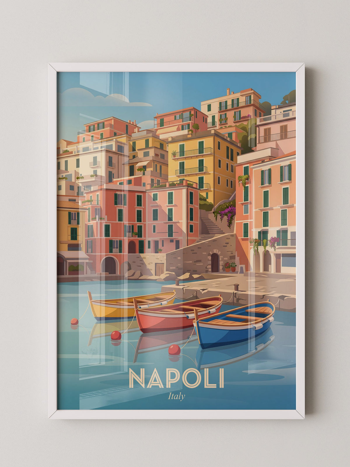 Bunte Boote Küstenidylle Napoli