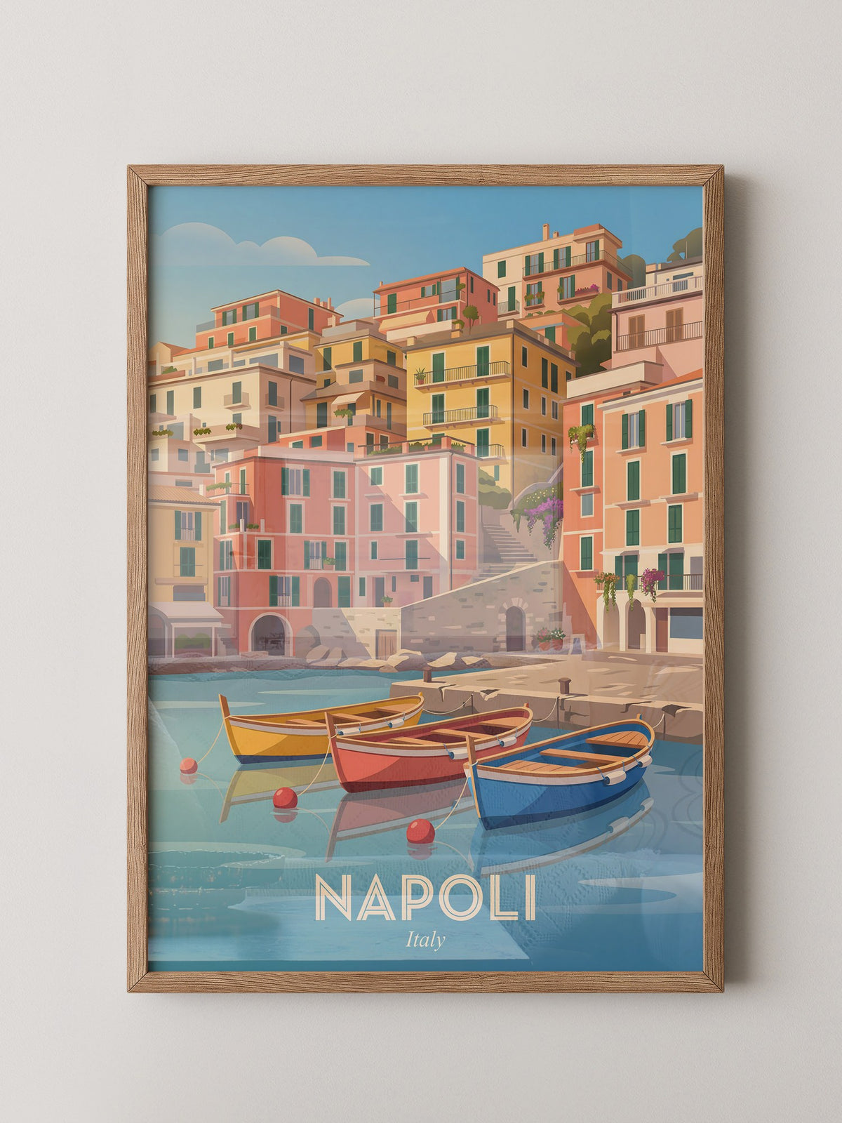 Bunte Boote Küstenidylle Napoli
