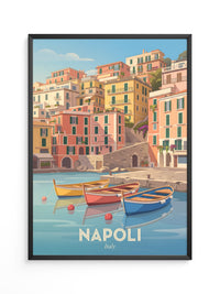 Bunte Boote Küstenidylle Napoli