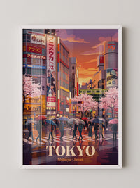 Shibuya Regen Sakura Abendstimmung