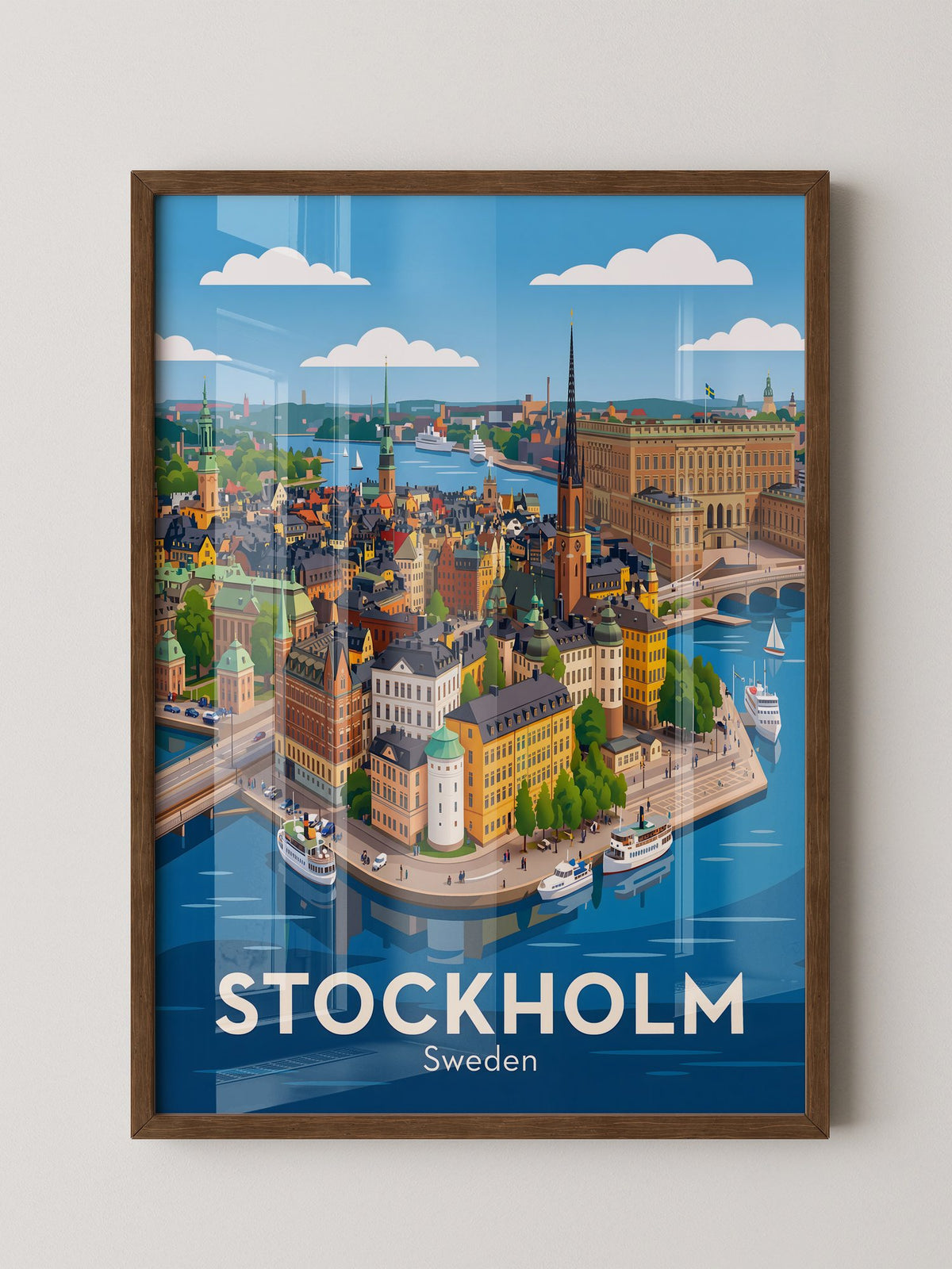 Stockholm Stadtansicht Illustration