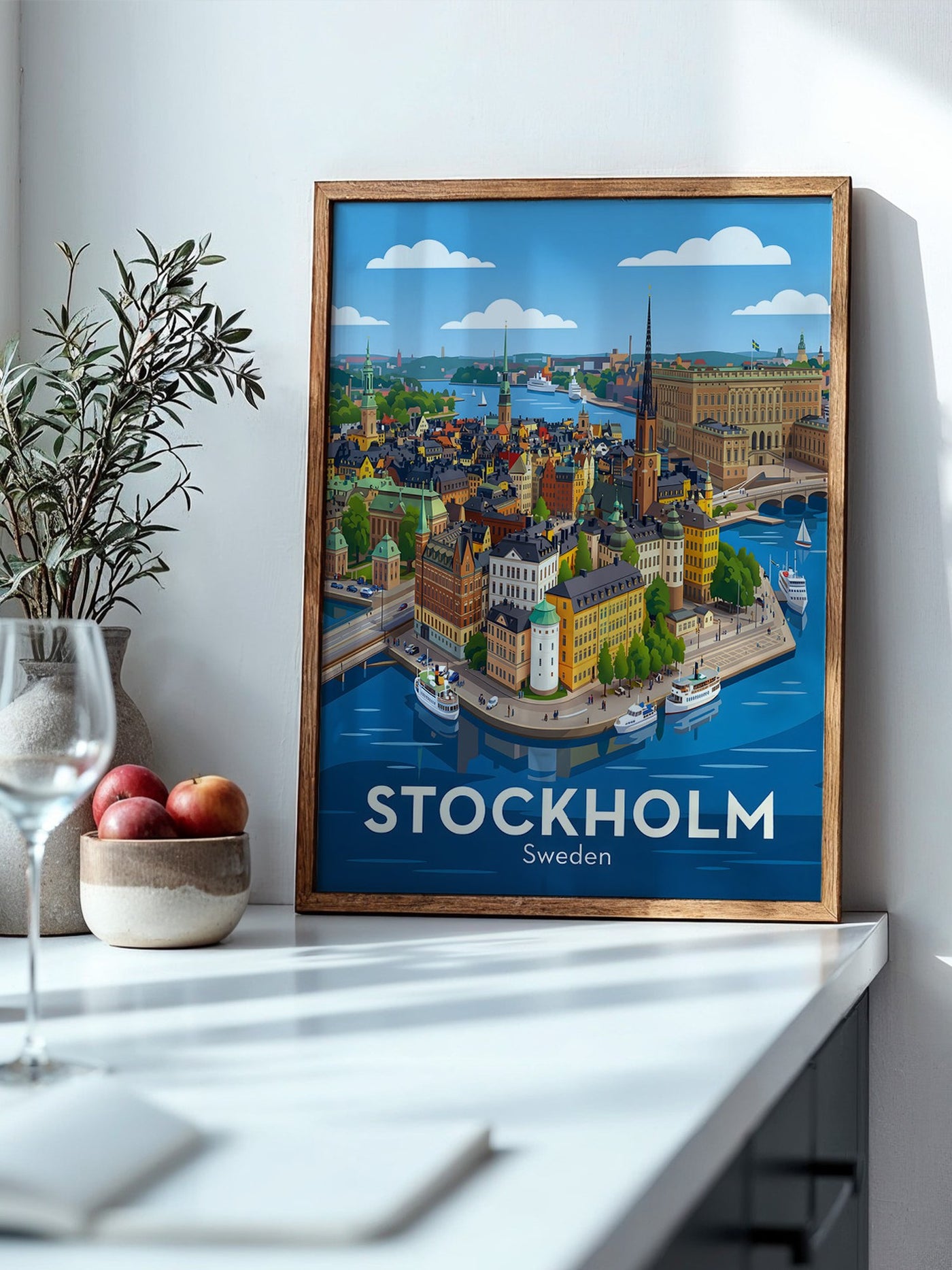 Stockholm Stadtansicht Illustration