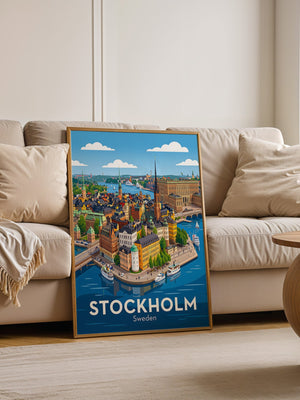 Stockholm Stadtansicht Illustration