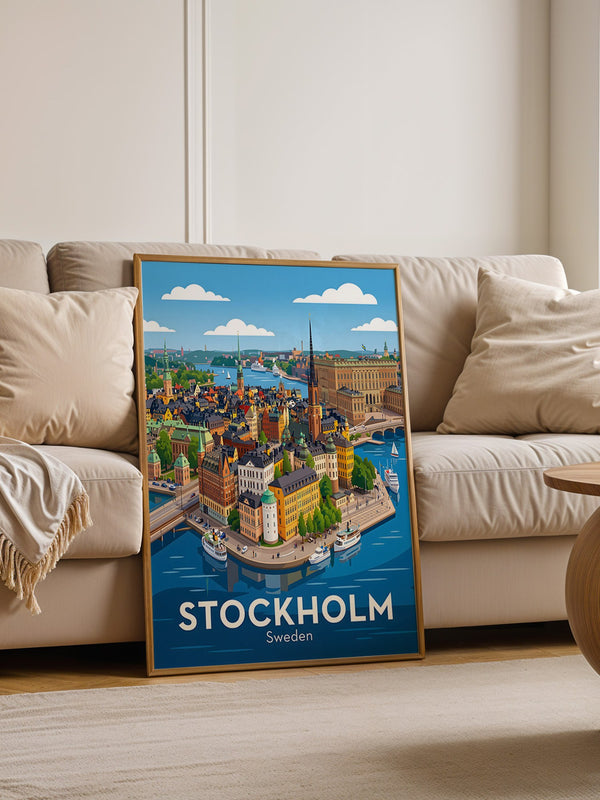 Stockholm Stadtansicht Illustration