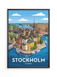 Stockholm Stadtansicht Illustration