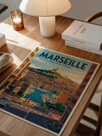 Marseille Hafen Retro Panorama