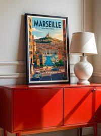 Marseille Hafen Retro Panorama