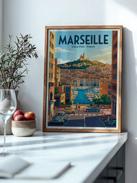 Marseille Hafen Retro Panorama