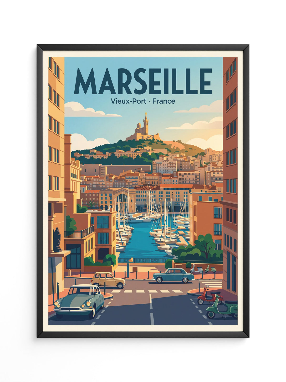 Marseille Hafen Retro Panorama