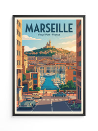 Marseille Hafen Retro Panorama