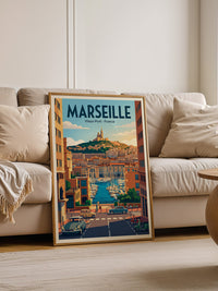 Marseille Hafen Retro Panorama