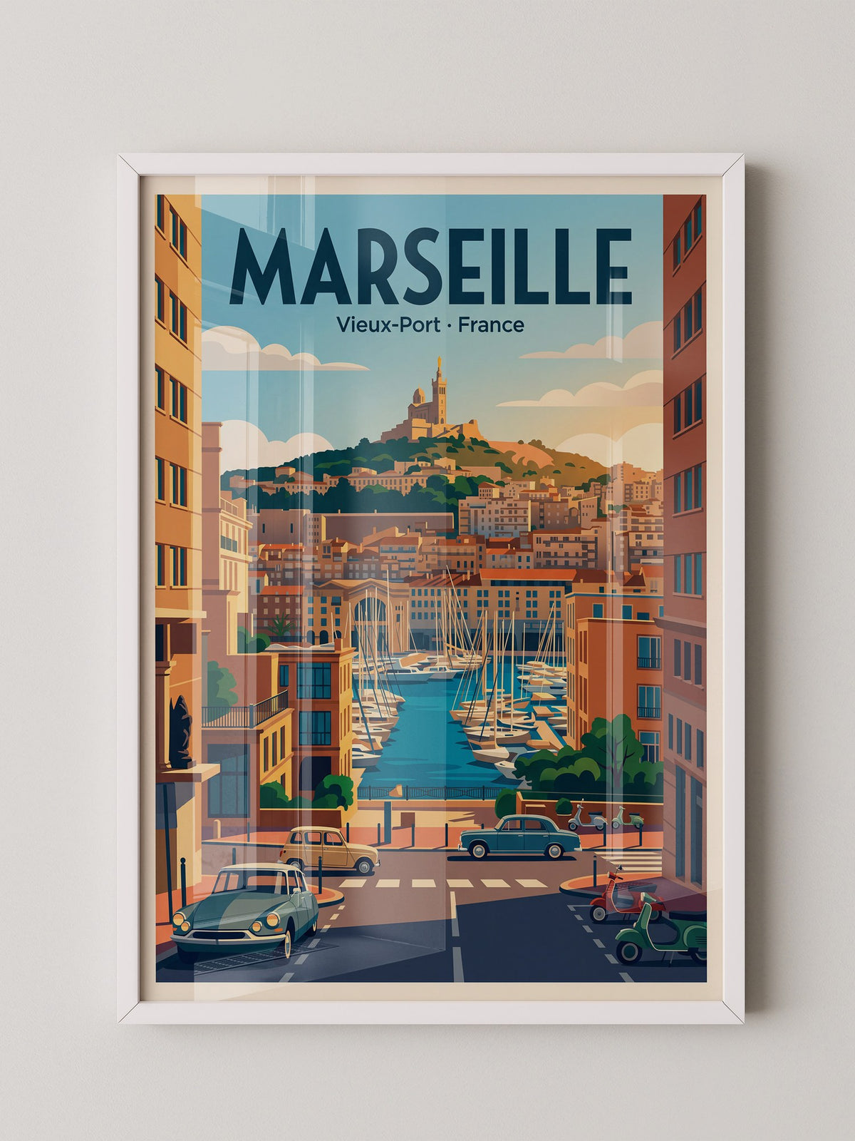 Marseille Hafen Retro Panorama