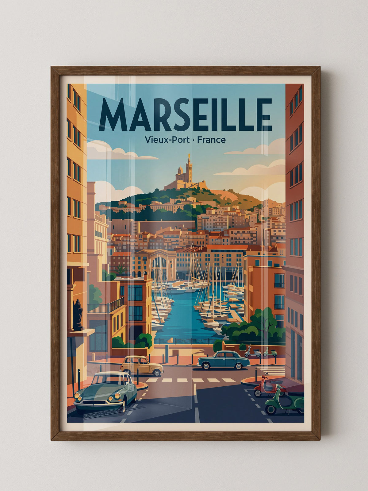 Marseille Hafen Retro Panorama