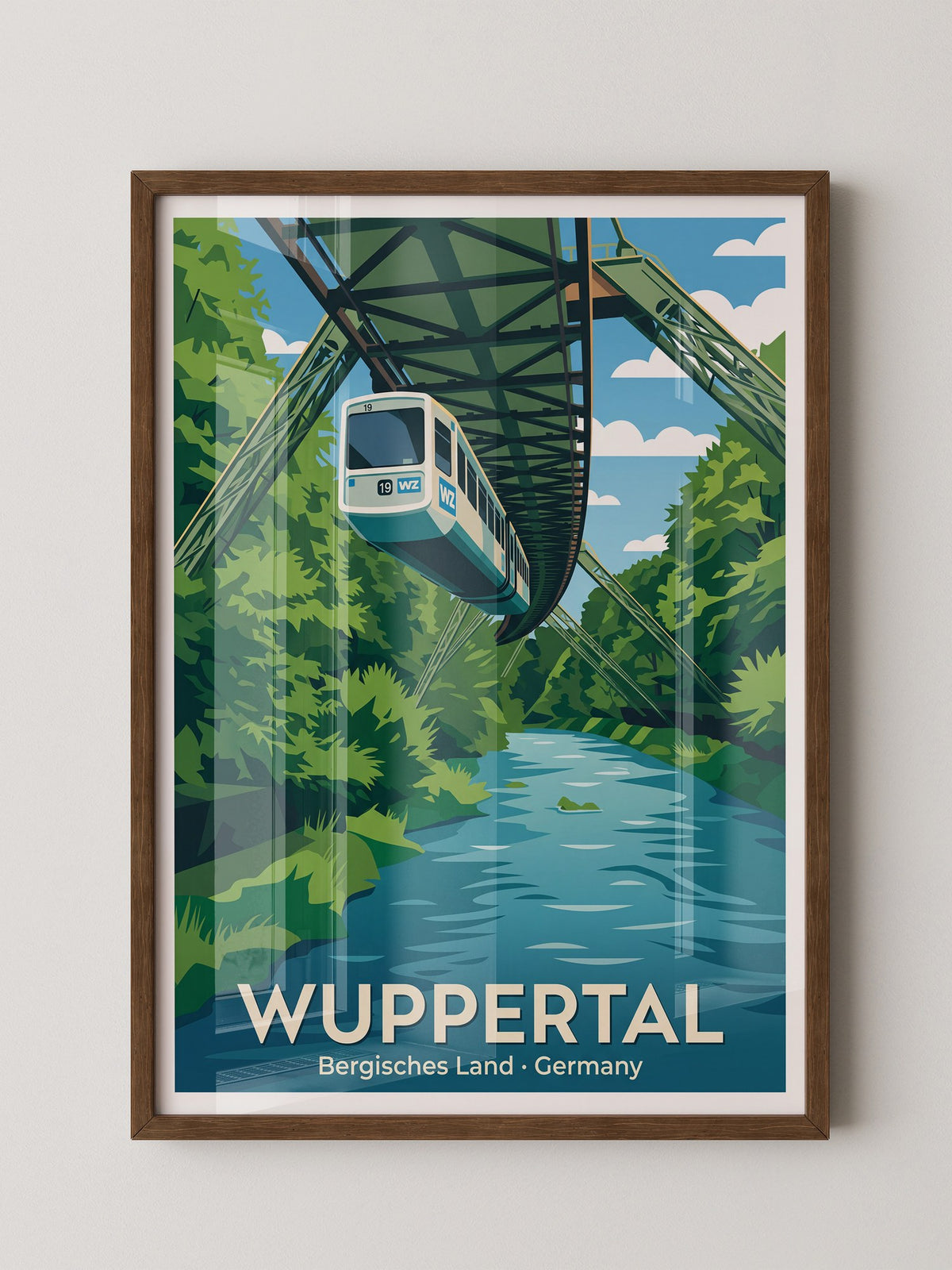 Schwebebahn Wuppertal Retro Stil