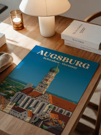 Augsburg Skyline Retro-Illustration