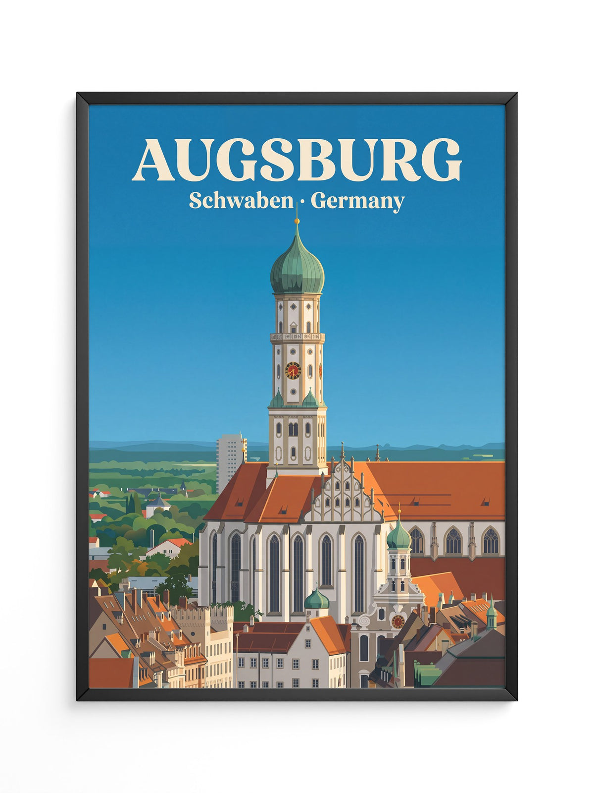 Augsburg Skyline Retro-Illustration