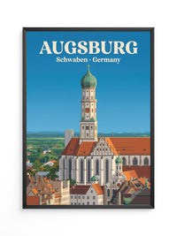 Augsburg Skyline Retro-Illustration