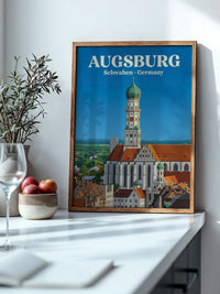 Augsburg Skyline Retro-Illustration