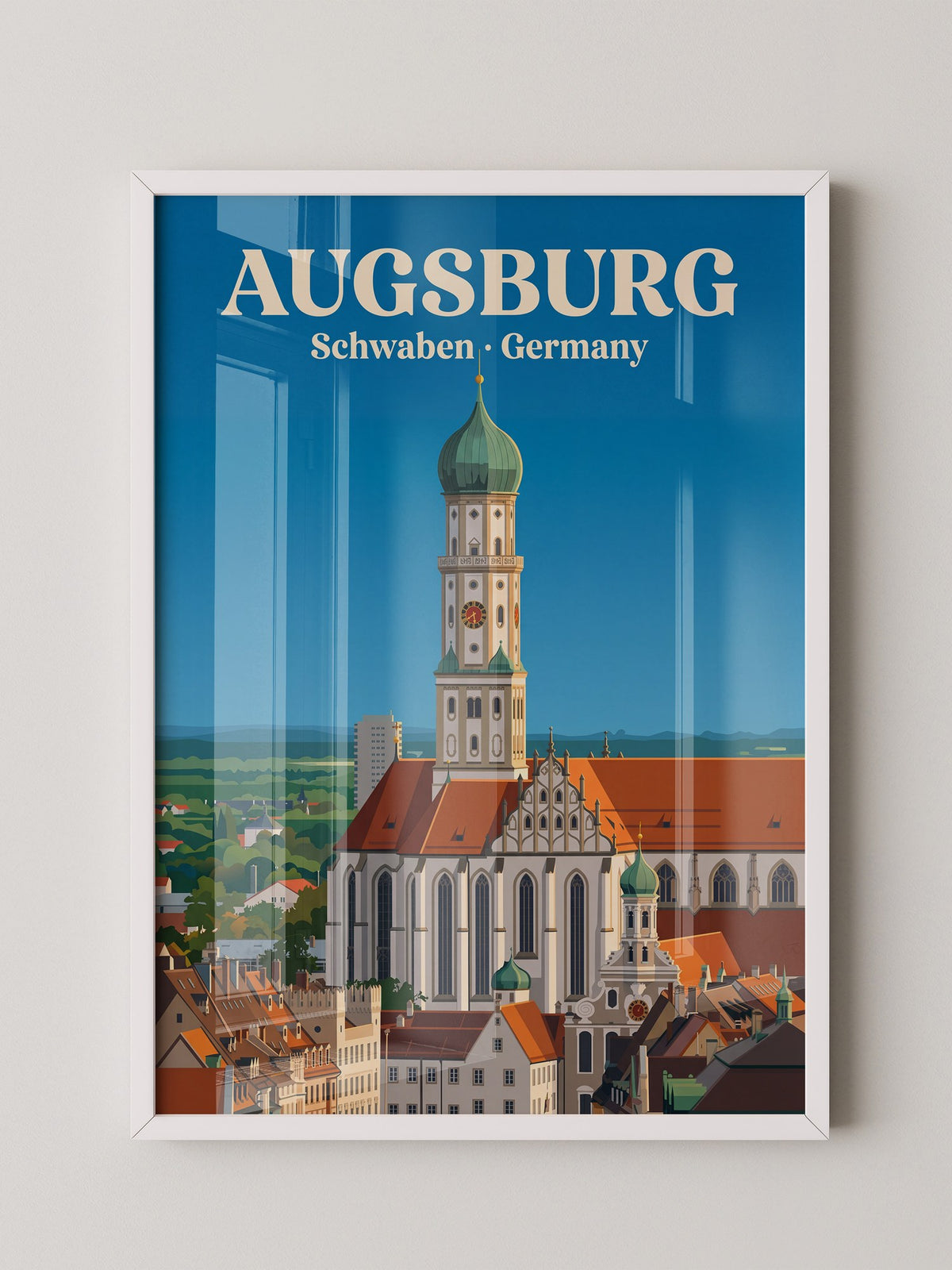 Augsburg Skyline Retro-Illustration