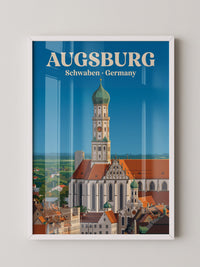 Augsburg Skyline Retro-Illustration