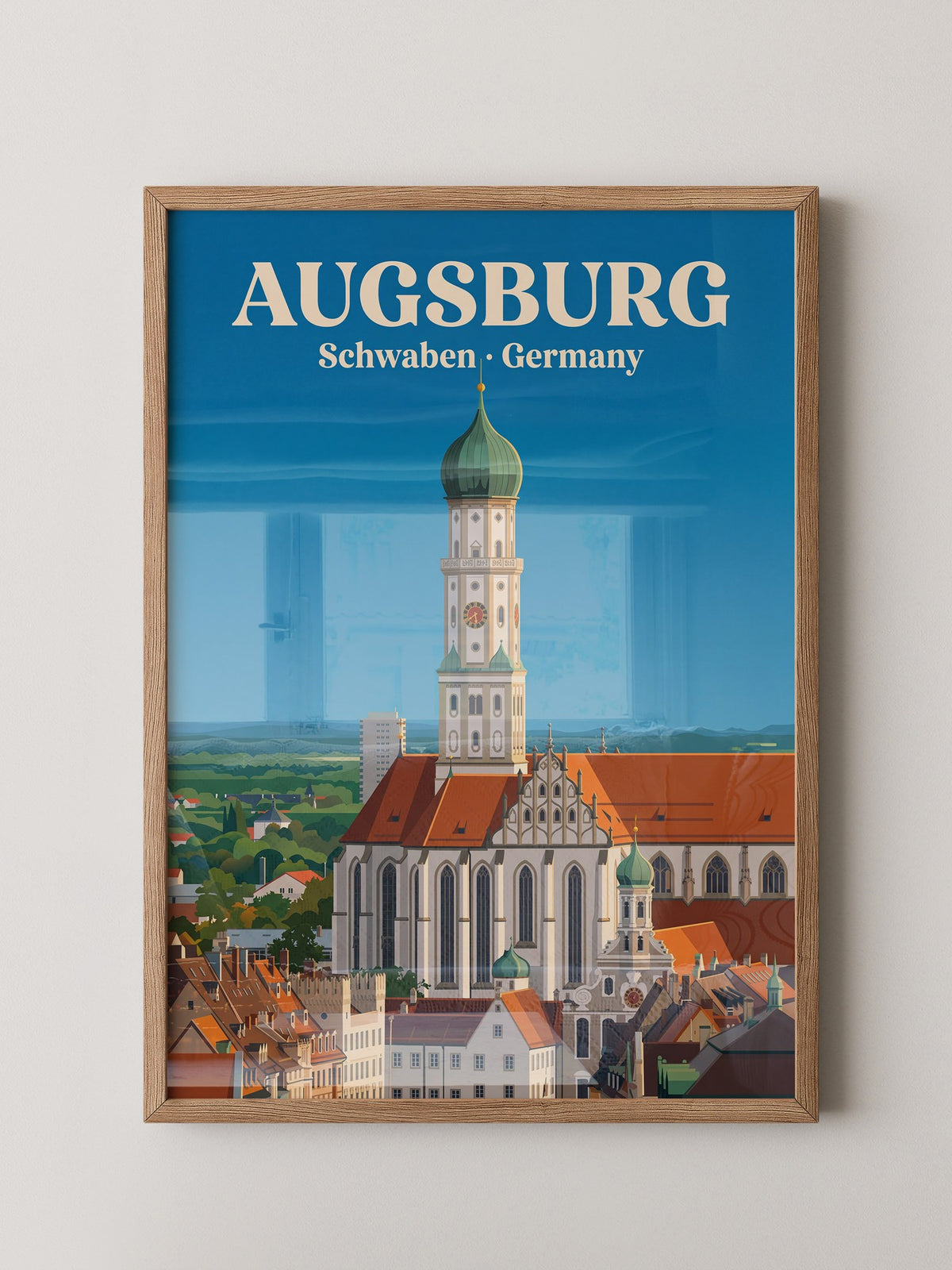 Augsburg Skyline Retro-Illustration