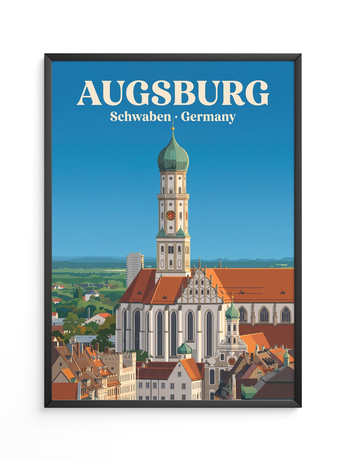 Augsburg Skyline Retro-Illustration