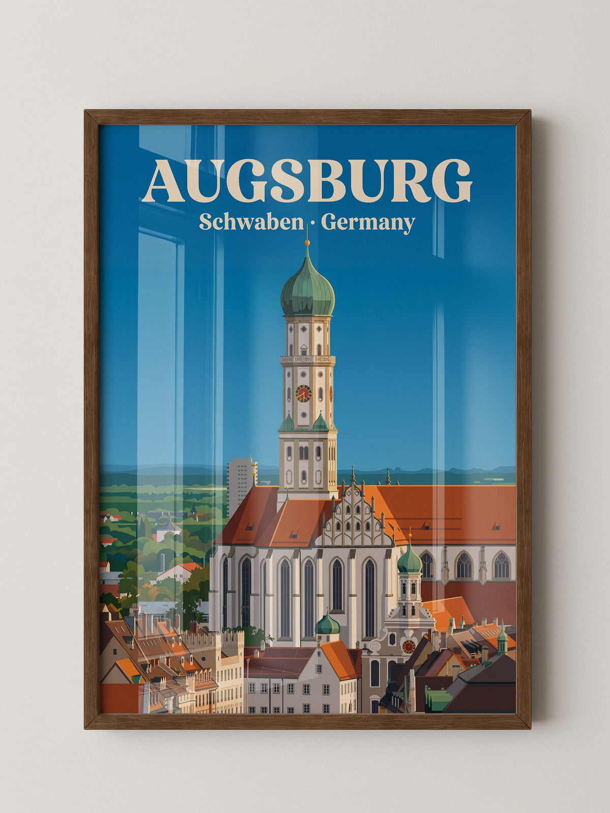 Augsburg Skyline Retro-Illustration