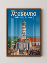 Augsburg Skyline Retro-Illustration
