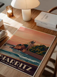 Biarritz Küste Sonnenuntergang Retro