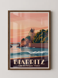 Biarritz Küste Sonnenuntergang Retro