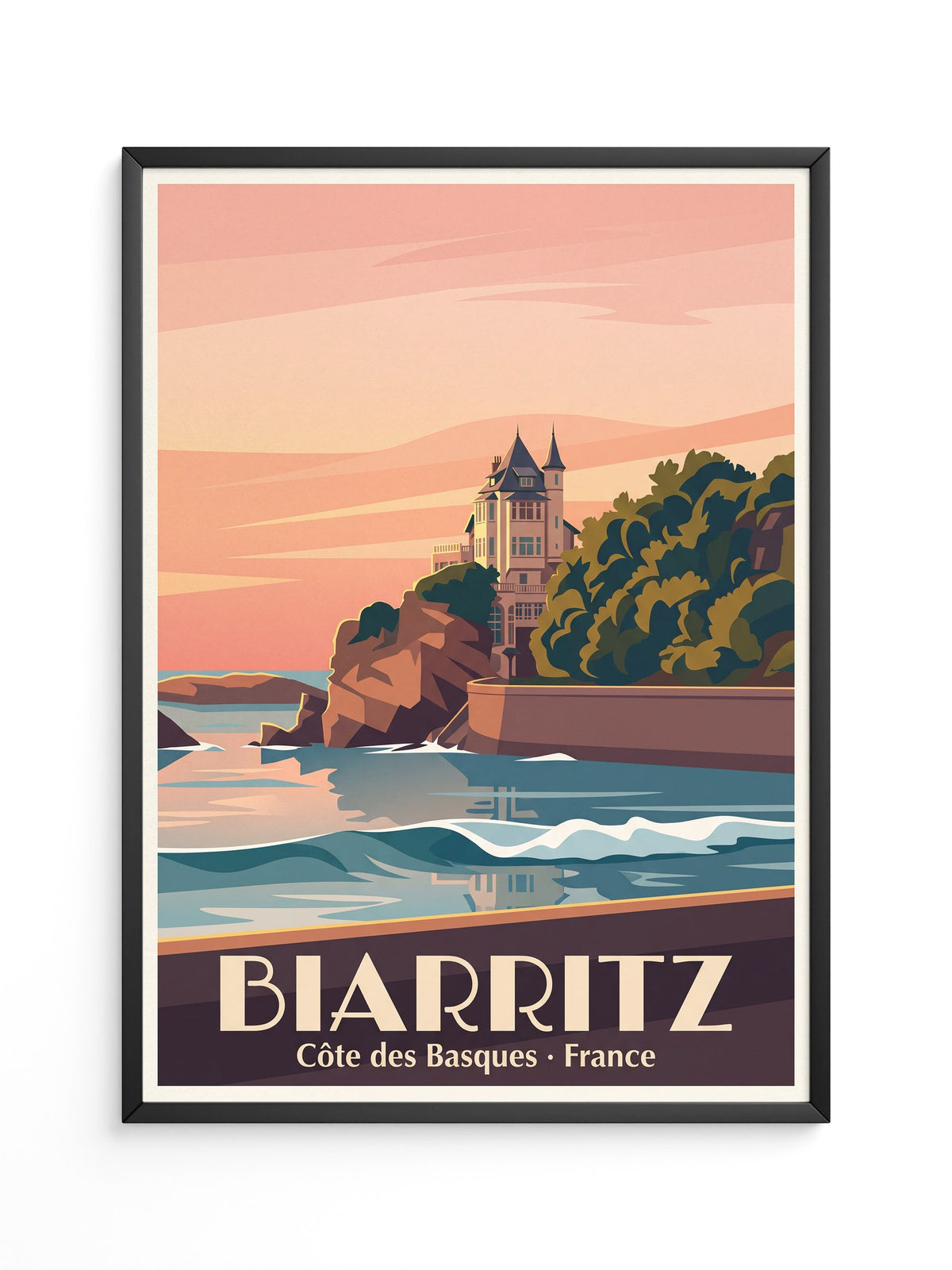 Biarritz Küste Sonnenuntergang Retro