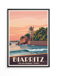 Biarritz Küste Sonnenuntergang Retro