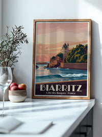 Biarritz Küste Sonnenuntergang Retro