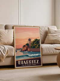 Biarritz Küste Sonnenuntergang Retro
